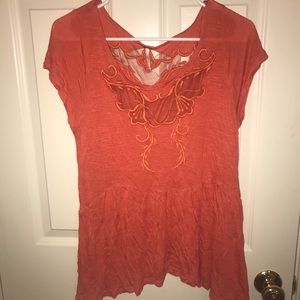 Free people mesh appliqué top